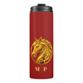 Garrafa Térmica Monograma Cavalo Dourado-