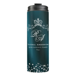 Garrafa Térmica Monograma Coroa com Brilho Verde
