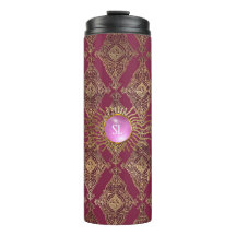 Monograma de Burgundy e Dourada Paris Gemstone