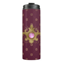 Monograma de Burgundy e Dourada Paris Gemstone