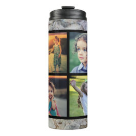 Garrafa Térmica Monograma de colagem de fotografias da família de 