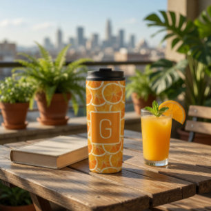Garrafa Térmica Monograma de Laranja Personalizado em Cítrico