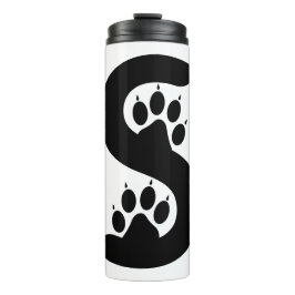 Garrafa Térmica Monograma de letra S com pegadas de urso