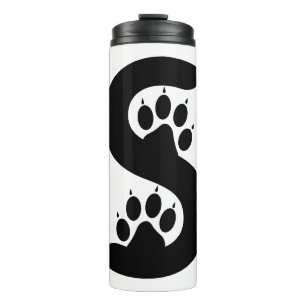 Garrafa Térmica Monograma de letra S com pegadas de urso