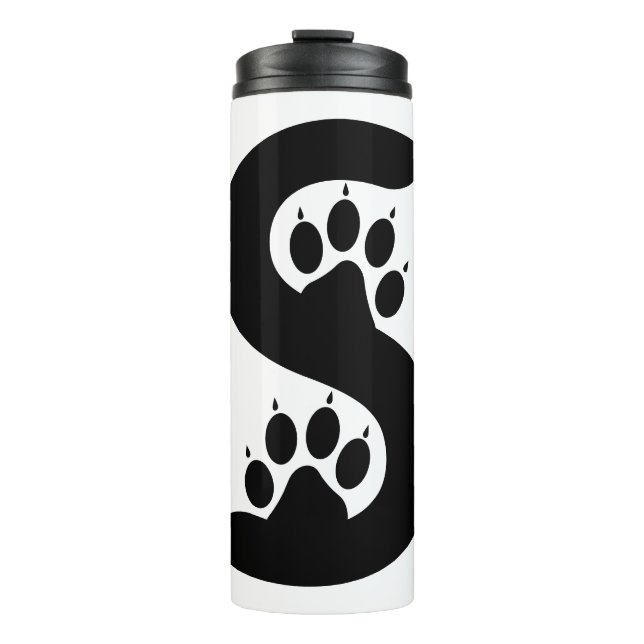 Garrafa Térmica Monograma de letra S com pegadas de urso (Frente)