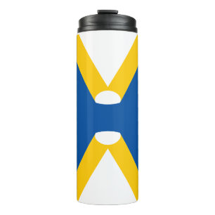 Garrafa Térmica Monograma de Letra X Azul e Amarelo