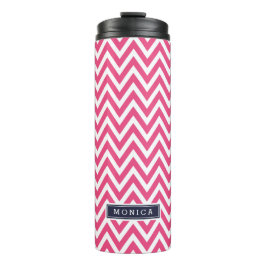 Garrafa Térmica Monograma de marinho Azul e Cevão Rosa