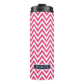 Garrafa Térmica Monograma de marinho Azul e Cevão Rosa
