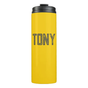 Garrafa Térmica Monograma de Nome Personalizado Amarelo-Laranja Só