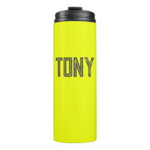 Garrafa Térmica Monograma de Nome Personalizado de Cor Amarelo Sól