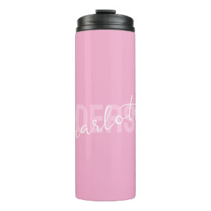 Garrafa Térmica Monograma de Nome Personalizado Rosa Moderno