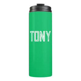 Garrafa Térmica Monograma de Nome Personalizado Verde da Apple Sól