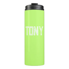 Garrafa Térmica Monograma de Nome Personalizado Verde de Neon Soli