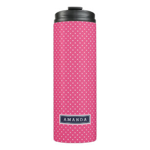 Garrafa Térmica Monograma de Pontinhos Miúdos Rosa e Azul Marinho