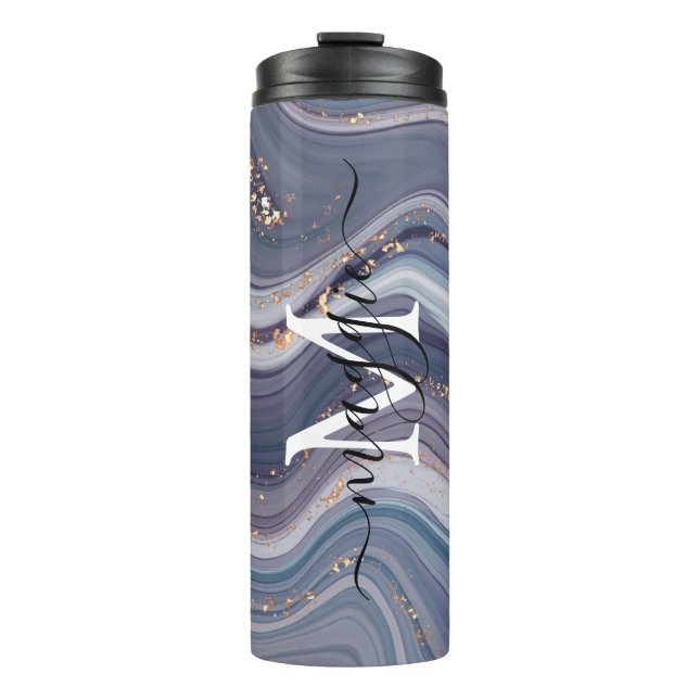 Garrafa Térmica Monograma de Script de Nome Personalizado (Frente)