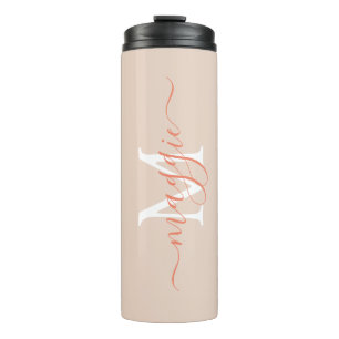 Garrafa Térmica Monograma de Script Pastel Tumbler Térmico