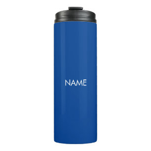 Garrafa Térmica Monograma de texto de nome personalizado azul Eleg