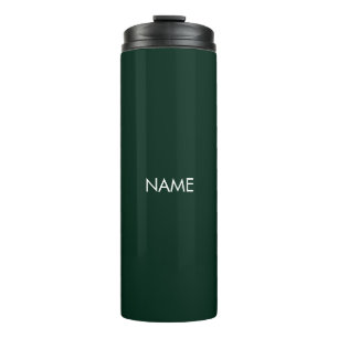 Garrafa Térmica Monograma de texto de nome personalizado verde-esc