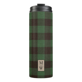 Garrafa Térmica Monograma de Xadrez de Buffalo Verde Russo e Negro