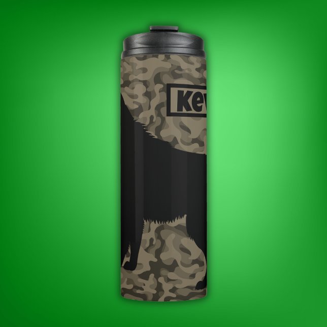 Garrafa Térmica Monograma do Lobo Preto Moderno Brown Camo | (Criador carregado)