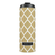 Monograma do Quatrefoil de Marrocos Dourado e pret