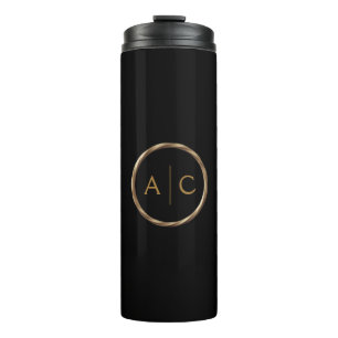 Garrafa Térmica Monograma Dourado Mínimo em PRETO