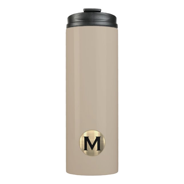 Garrafa Térmica Monograma Dourado moderno Tumbler térmico (Frente)