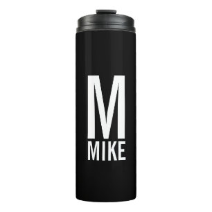 Garrafa Térmica Monograma e Nome de Negrito Personalizado Moderno