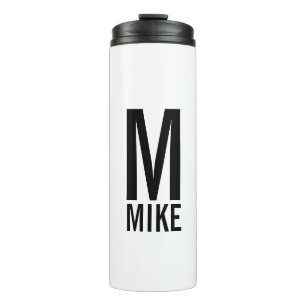 Garrafa Térmica Monograma e Nome de Negrito Personalizado Moderno