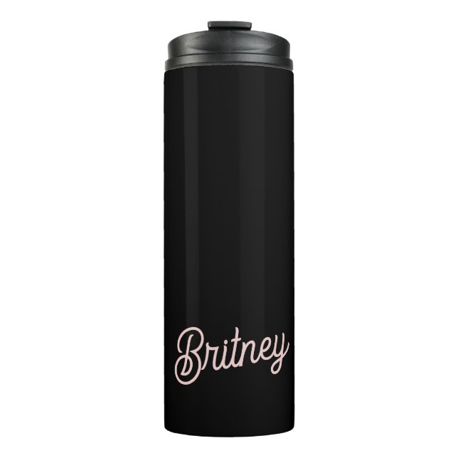 Garrafa Térmica Monograma e Nome Moderno Pink Pidroso Blush (Frente)