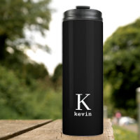 Monograma e nome personalizados preto e branco