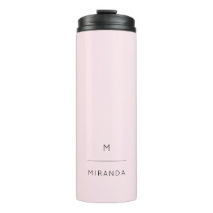 Garrafa Térmica Monograma Elegante Blush Pink Black Classy
