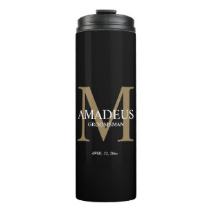 Garrafa Térmica Monograma Faux Dourado Chamado Tumbler térmico