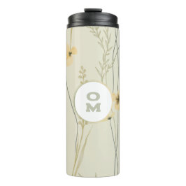 Garrafa Térmica Monograma Floral Moderno Amarelo Claro