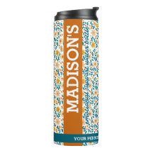 Monograma Floral Personalizado e Nome Água Tumbler