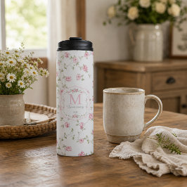 Garrafa Térmica Monograma Floral Romântico | Casa de Campo Vintage
