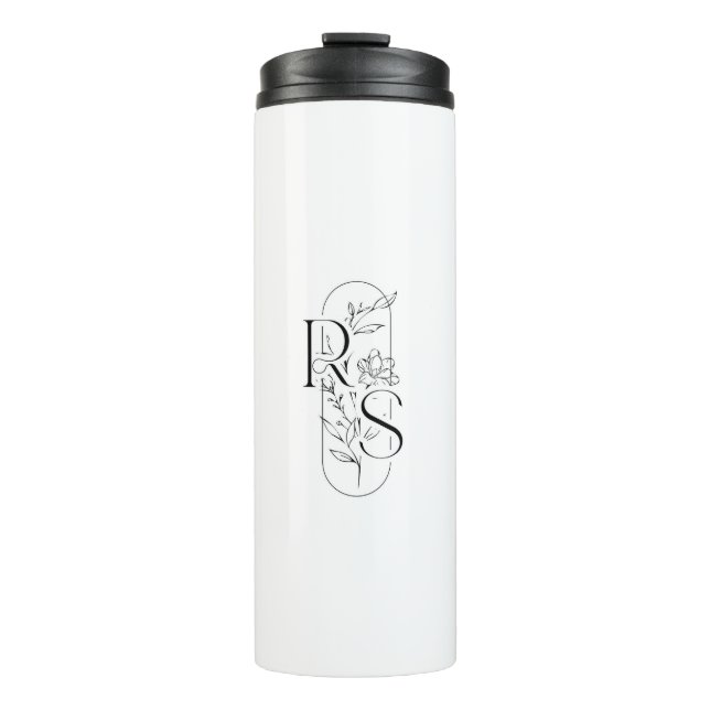Garrafa Térmica Monograma Floral RS Elegante com Freesia (Frente)
