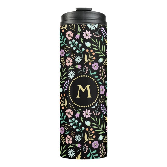 Garrafa Térmica Monograma Floral Whimsical Boho Thermal Tumbler (Frente)
