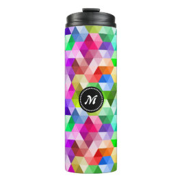 Garrafa Térmica Monograma Geométrico Colores Arco-Íris Tumbler Tér