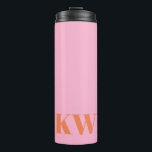 Garrafa Térmica Monograma Inicial Personalizado Rosa Laranja Moder<br><div class="desc">Térmica Personalizada de Monograma Inicial Rosa Laranja Moderno</div>