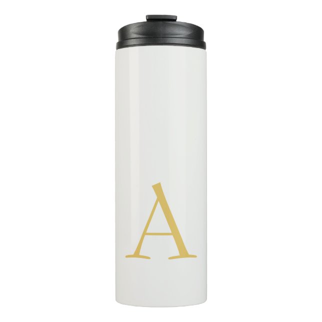 Garrafa Térmica Monograma Inicial Profissional Cor Dourado e Paste (Frente)