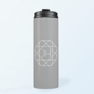 Garrafa Térmica Monograma Legal, Estilo de Logo Hipster   Cinza e 
