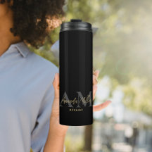 Monograma Moderno Dourado Preto Personalizado Mini