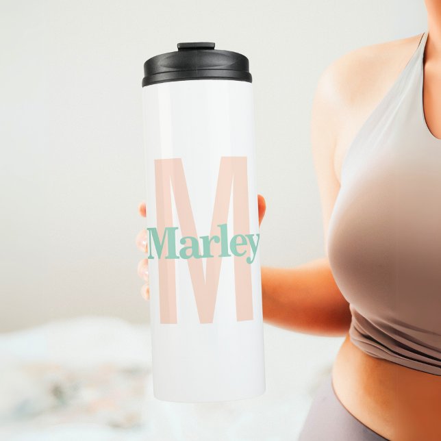 Garrafa Térmica Monograma Moderno Mínimo - Nome Inicial de Cubo Ne (Criador carregado)