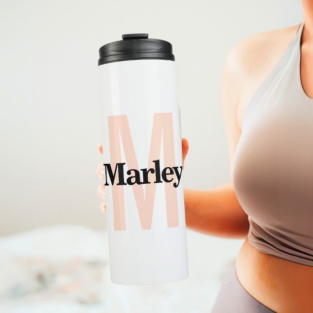 Garrafa Térmica Monograma Moderno Mínimo - Nome Inicial de Cubo Ne (Criador carregado)