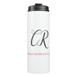 Garrafa Térmica Monograma Nome Cinza Negra Presente Personalizado