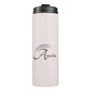 Garrafa Térmica Monograma Nome personalizado Rosa claro Angel Feat