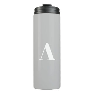 Garrafa Térmica Monograma personalizado cinza de luz inicial branc