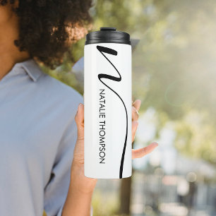 Garrafa Térmica Monograma Personalizado Com Nome Branco Legal