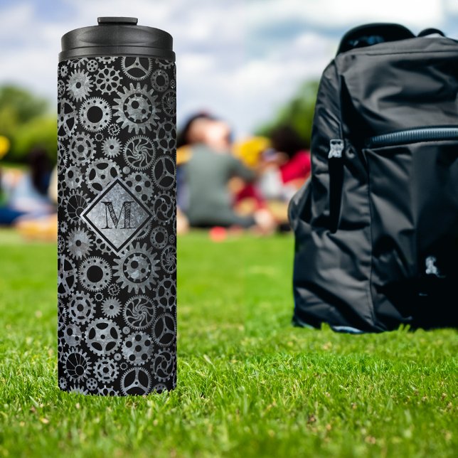 Garrafa Térmica Monograma personalizado de engrenagens de zinco pr (Criador carregado)